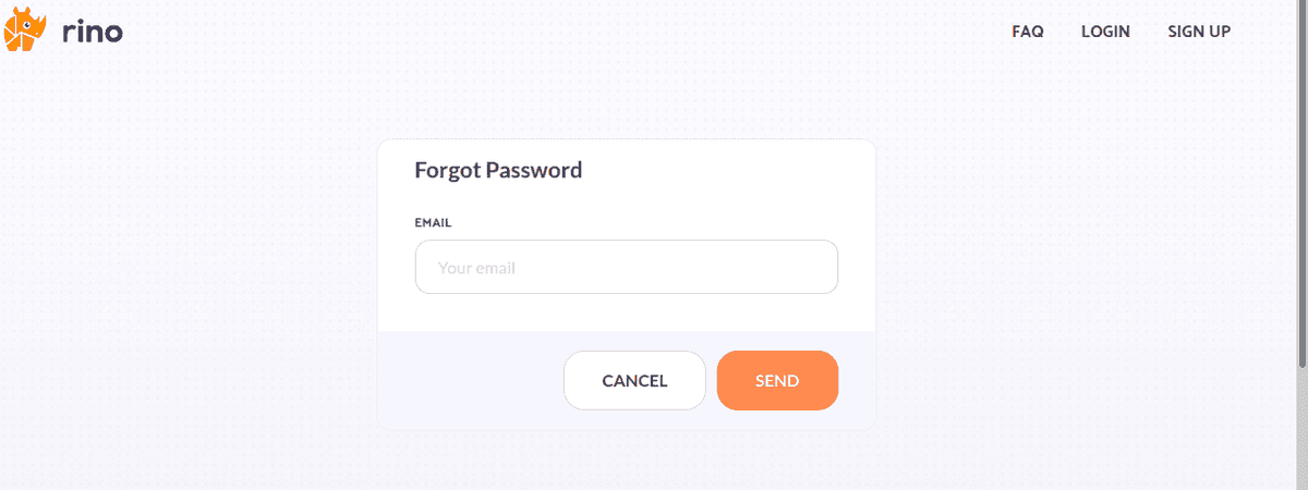 screenshot of RINO's forgot password form